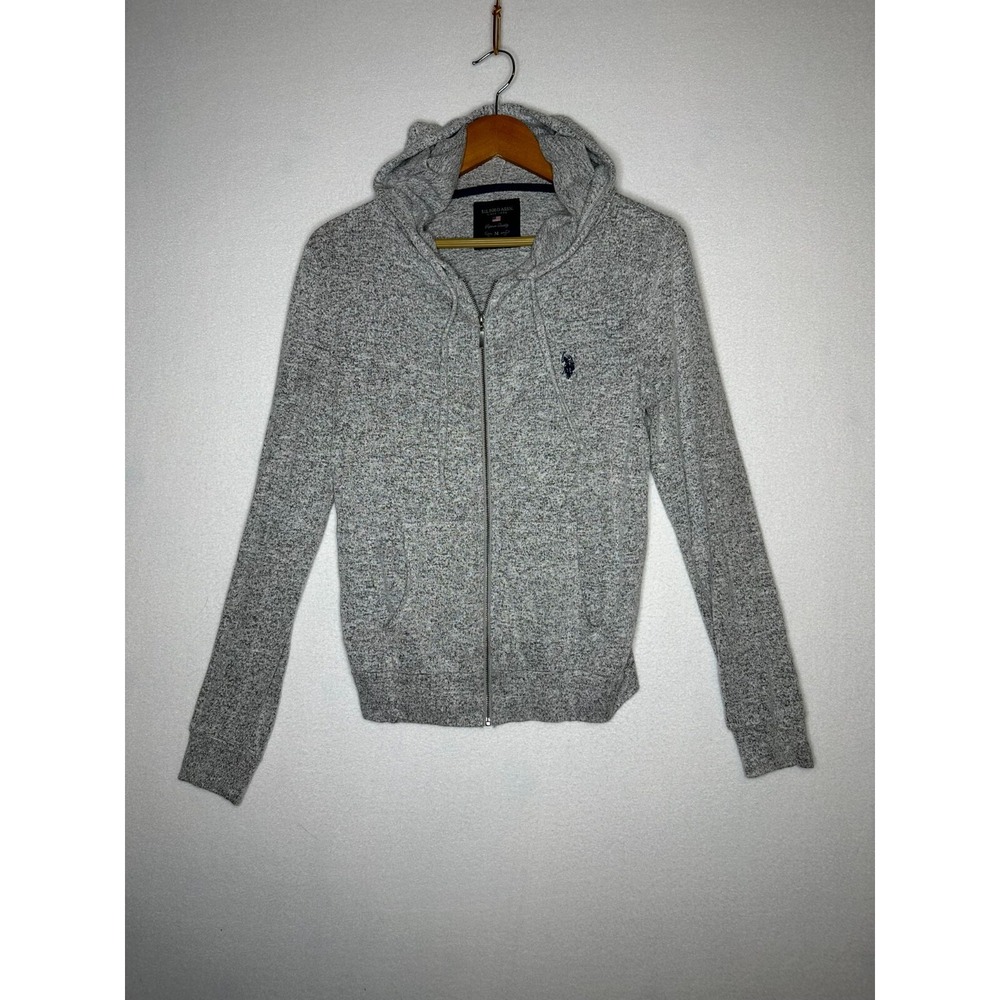 US Polo Assn Mens Gray Full Zip Hoodie Sweatshirt Size Medium